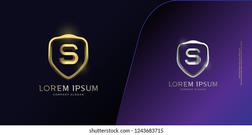 Luxurious 3D S letter shield badge, logo, vector,eps 10