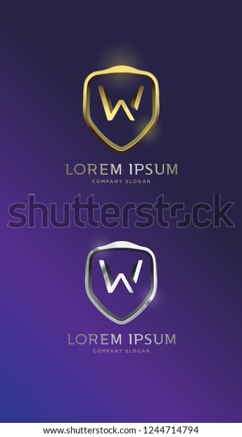 Luxurious\
3D W letter shield badge, logo, vector,eps\
10