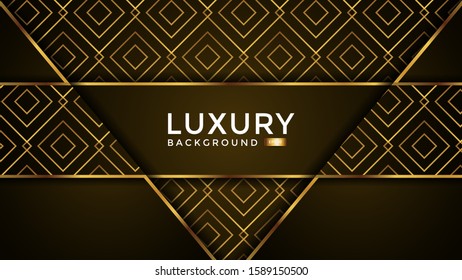 Luxurious abstract background with golden lines and textured background. overlap layer. Eps 10