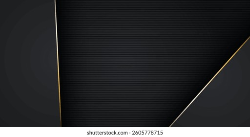 luxurious abstract black gray gold line overlap layers background. eps10 vector