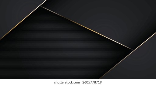luxurious abstract black gray gold line overlap layers background. eps10 vector