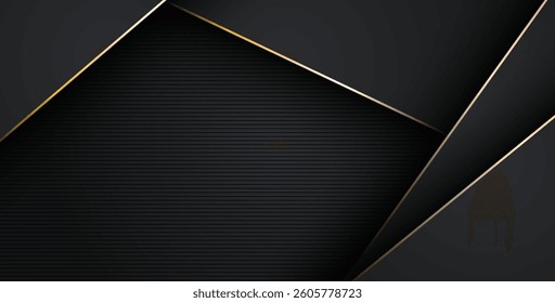 luxurious abstract black gray gold line overlap layers background. eps10 vector