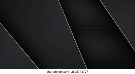 luxurious abstract black gray gold line overlap layers background. eps10 vector