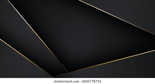 luxurious abstract black gray gold line overlap layers background. eps10 vector
