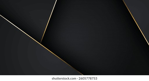 luxurious abstract black gray gold line overlap layers background. eps10 vector