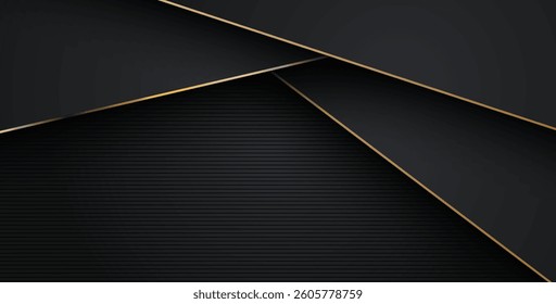 luxurious abstract black gray gold line overlap layers background. eps10 vector