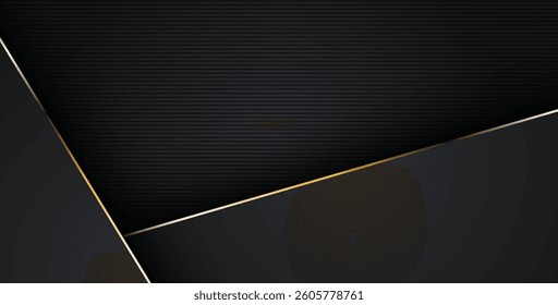 luxurious abstract black gray gold line overlap layers background. eps10 vector