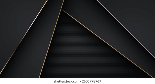 luxurious abstract black gray gold line overlap layers background. eps10 vector