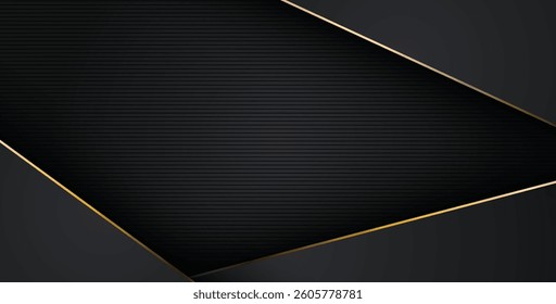 luxurious abstract black gray gold line overlap layers background. eps10 vector