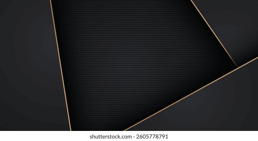 luxurious abstract black gray gold line overlap layers background. eps10 vector