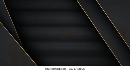 luxurious abstract black gray gold line overlap layers background. eps10 vector