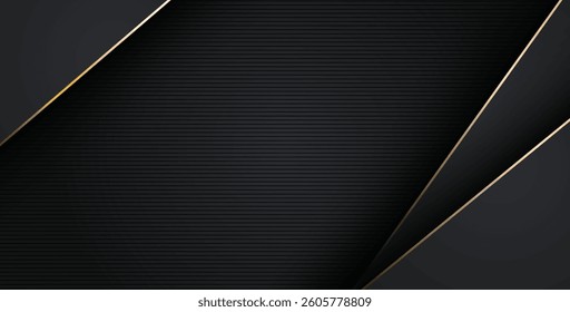 luxurious abstract black gray gold line overlap layers background. eps10 vector