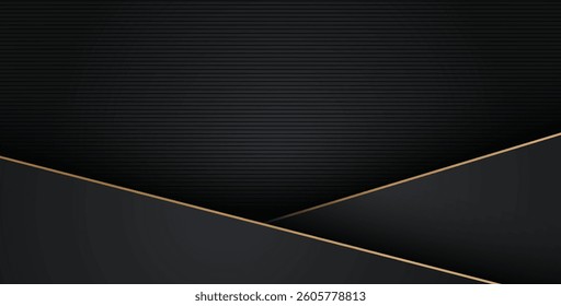 luxurious abstract black gray gold line overlap layers background. eps10 vector