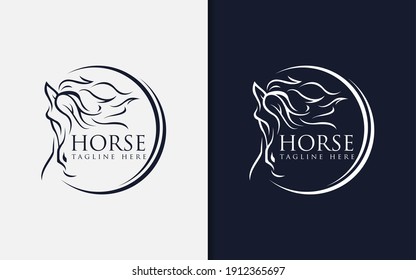 Luxurious Abstract Black Horse Logo Design. Usable For Business and Brand Company. Vector Logo Illustration.