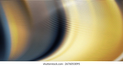 Luxurious Abstract Bright Background with Gold and Silver Silk Waves