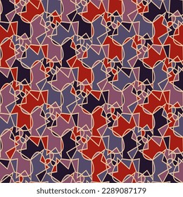 Luxurious abstract colorful seamless pattern in beige, red, gray, black, purple colors. Vector illustration for print, fabric, cover, packaging, interior decor, blog decoration and other your projects
