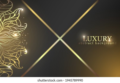 Luxurious abstract design. Dark background with gold ornaments and place for text.