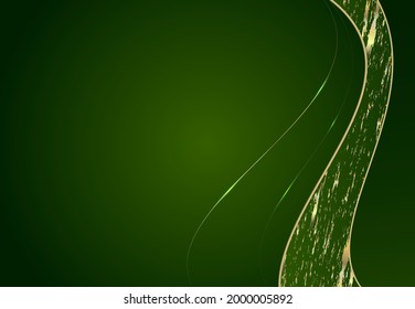 Luxurious abstract design. Gold glowing ornament on a green background.
