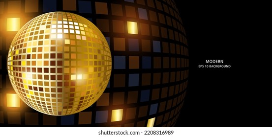 Luxuriöse abstrakte Diskothek, heller Ball mit goldenen Kisten, Vektorgrafik