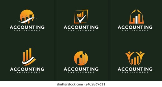 Luxurious abstract financial business logo design bundle. Future financial consulting logo
