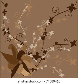 luxurious, abstract, flower on a dark chocolate - a brown background