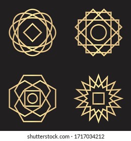 Luxurious Abstract Geometric Gold Mandala Logo Concept Vector Bundles