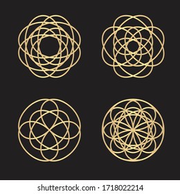 Luxurious Abstract Geometric Golden Circle Loop Mandala Logo Concept Vector Set Bundles 3