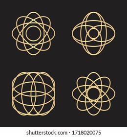 Luxurious Abstract Geometric Golden Elips Loop Mandala Logo Concept Vector Set Bundles