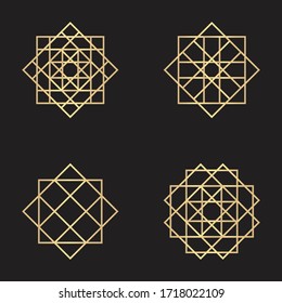 Luxurious Abstract Geometric Golden Square Mandala Logo Concept Vector Set Bundles 2