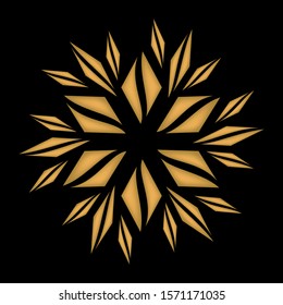 Luxurious Abstract Golden Flower on Dark Background