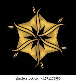 Luxurious Abstract Golden Flower on Dark Background