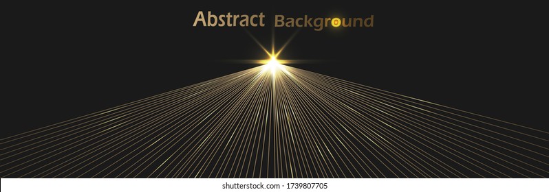 
Luxurious abstract golden lines connect at one point to the star. Dark modern background. Suitable as wallpaper background, cover, template. Vector illustration. EPS 10