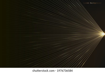 Luxurious abstract golden lines connect at one point to the star. Dark modern background. Suitable as wallpaper background, cover, template. Vector illustration. EPS 10