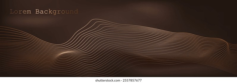Luxurious abstract golden lines connect at one point to the star. Dark modern background. Suitable as wallpaper background, cover, template. Vector illustration. EPS 10