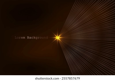 Luxurious abstract golden lines connect at one point to the star. Dark modern background. Suitable as wallpaper background, cover, template. Vector illustration. EPS 10