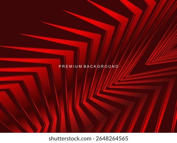 Luxurious abstract vector with crimson and fiery red geometric stripes creates a dynamic visual effect ideal for digital backgrounds, presentations or modern design elements.