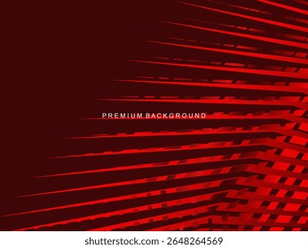 Luxurious abstract vector with crimson and fiery red geometric stripes creates a dynamic visual effect ideal for digital backgrounds, presentations or modern design elements.
