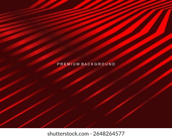 Luxurious abstract vector with crimson and fiery red geometric stripes creates a dynamic visual effect ideal for digital backgrounds, presentations or modern design elements.