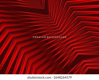 Luxurious abstract vector with crimson and fiery red geometric stripes creates a dynamic visual effect ideal for digital backgrounds, presentations or modern design elements.