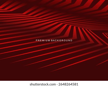 Luxurious abstract vector with crimson and fiery red geometric stripes creates a dynamic visual effect ideal for digital backgrounds, presentations or modern design elements.