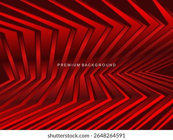 Luxurious abstract vector with crimson and fiery red geometric stripes creates a dynamic visual effect ideal for digital backgrounds, presentations or modern design elements.