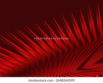 Luxurious abstract vector with crimson and fiery red geometric stripes creates a dynamic visual effect ideal for digital backgrounds, presentations or modern design elements.