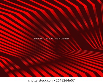 Luxurious abstract vector with crimson and fiery red geometric stripes creates a dynamic visual effect ideal for digital backgrounds, presentations or modern design elements.
