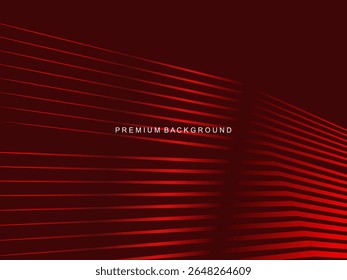 Luxurious abstract vector with crimson and fiery red geometric stripes creates a dynamic visual effect ideal for digital backgrounds, presentations or modern design elements.