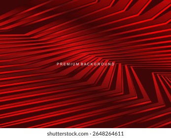 Luxurious abstract vector with crimson and fiery red geometric stripes creates a dynamic visual effect ideal for digital backgrounds, presentations or modern design elements.