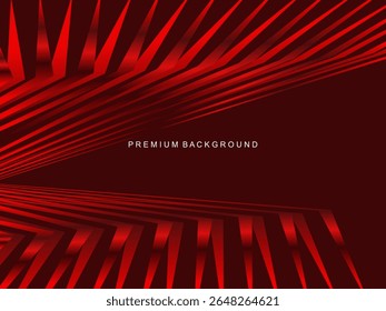 Luxurious abstract vector with crimson and fiery red geometric stripes creates a dynamic visual effect ideal for digital backgrounds, presentations or modern design elements.