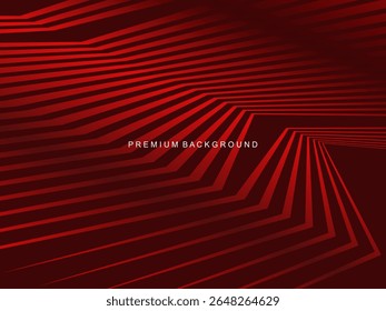 Luxurious abstract vector with crimson and fiery red geometric stripes creates a dynamic visual effect ideal for digital backgrounds, presentations or modern design elements.