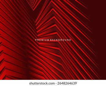 Luxurious abstract vector with crimson and fiery red geometric stripes creates a dynamic visual effect ideal for digital backgrounds, presentations or modern design elements.