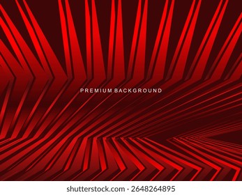 Luxurious abstract vector with crimson and fiery red geometric stripes creates a dynamic visual effect ideal for digital backgrounds, presentations or modern design elements.