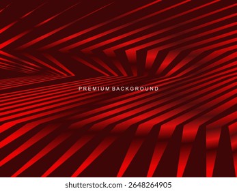 Luxurious abstract vector with crimson and fiery red geometric stripes creates a dynamic visual effect ideal for digital backgrounds, presentations or modern design elements.